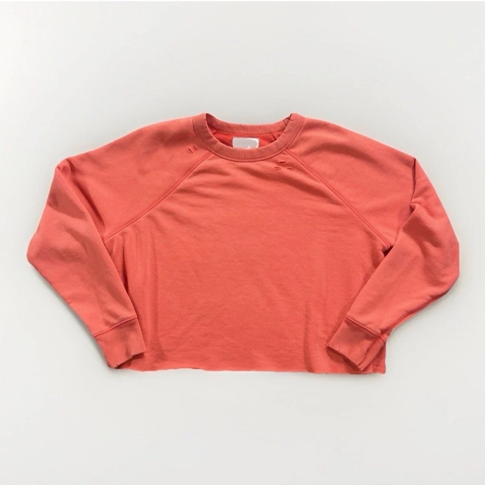 Aerie Distressed Oversized Pullover Cropped Sweatshirt Women’s Sz XS Comfortcore